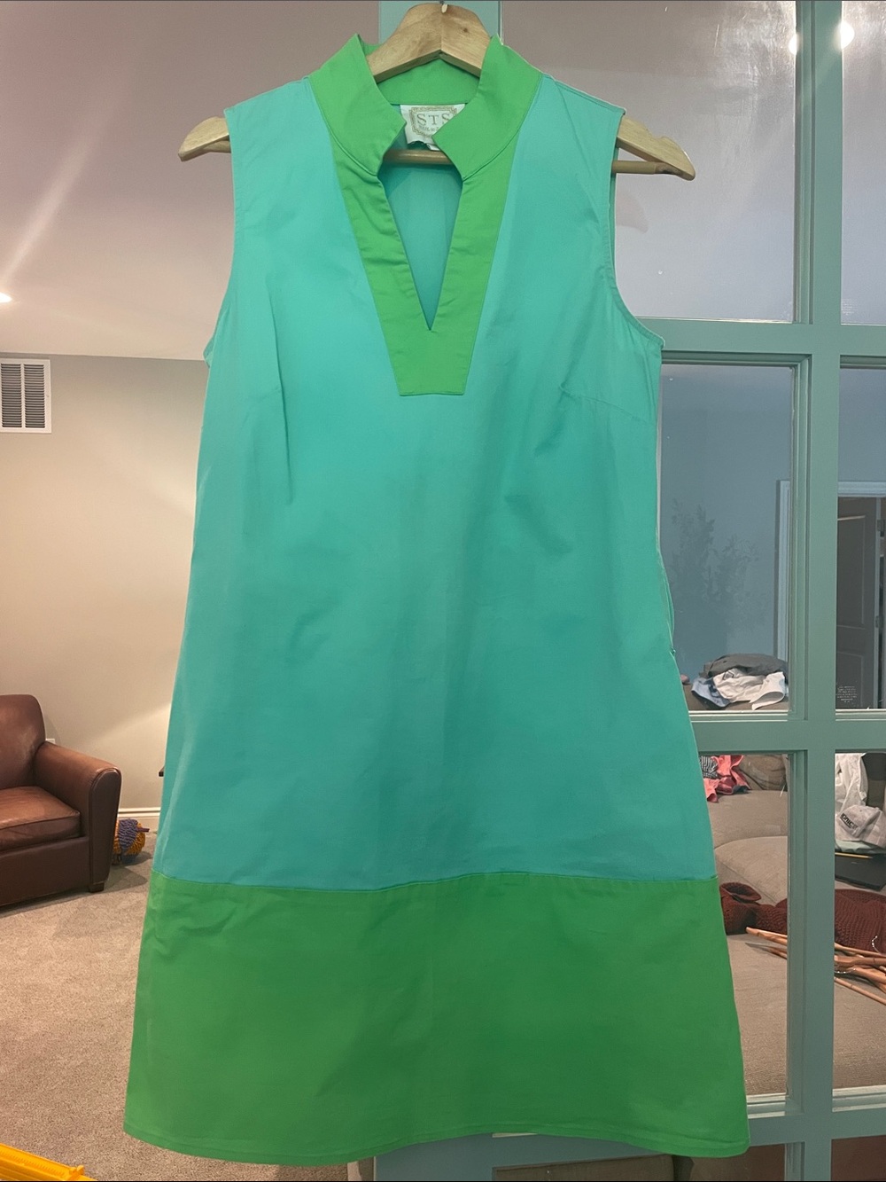 Sail to Sable Mint Green Shift Dress with Lime Trim